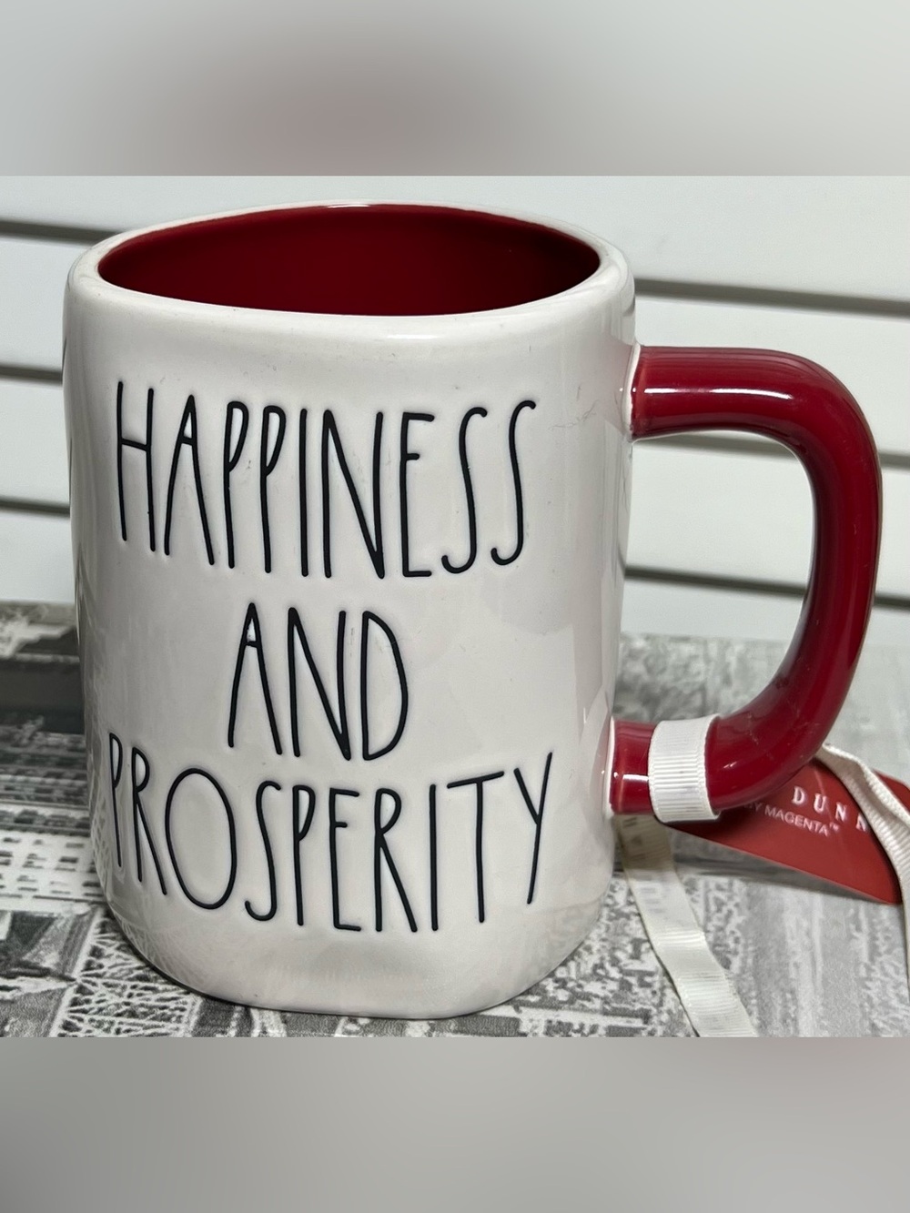 NWT Rae Dunn HAPPINESS AND PROSPERITY Artisian Collection Coffee Tea Mug